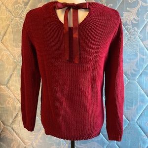 Massimo Dutti cable-knit wine color sweater